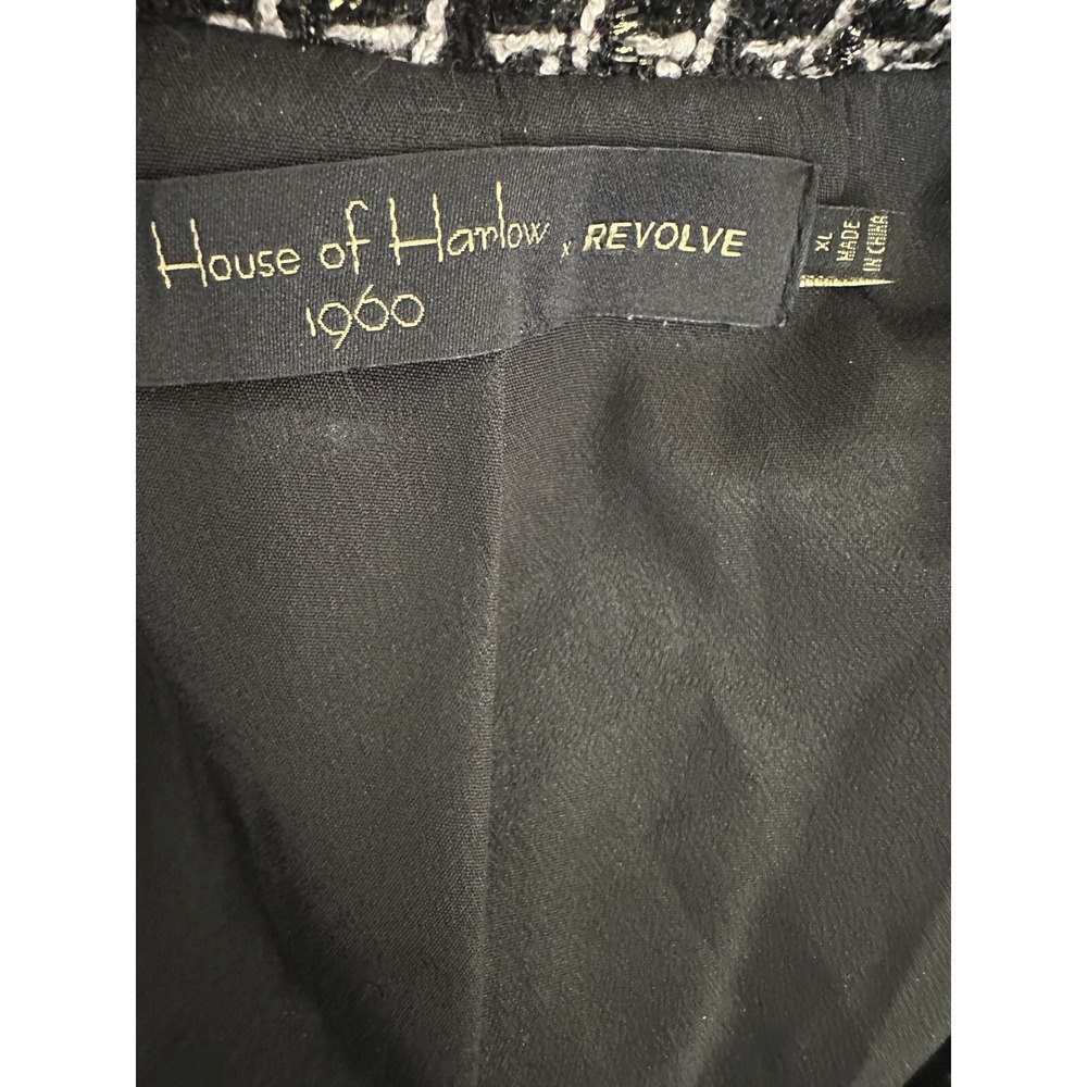 Revolve x House of Harlow Tweed Moto Zip Cropped Jacket XL Blk Wht Biker Chic - Picture 10 of 16